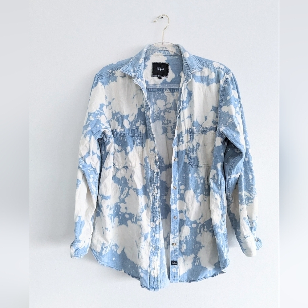Rails Bleached Button Down Denim Shirt Size M Wom… - image 1
